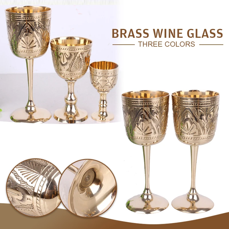 drinking glass 1Pcs 80/180ml/200ml Pure Brass Wine Glass Classical Wine Cup Handmade Small Goblet