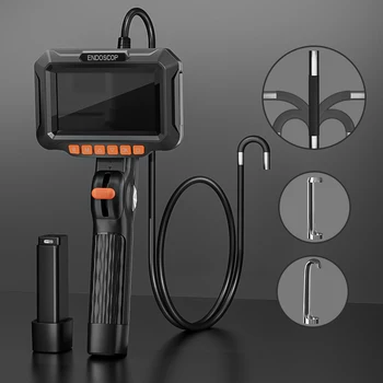 Joystick d’endoscope articulé bidirectionnel 360 ° 180 ° Caméra de direction rotative, écran 4.3 pouces, Endoscope d’inspection de tuyaux HD1080P
