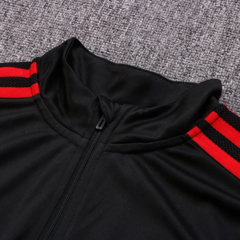 Adidas Soccer Jerseys Men Sweat Absorbing Fashionable Breathable Anti-wrinkle Sportswear Training Suit Black and Red