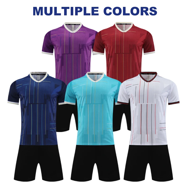 Retro Football Jersey Black And White Stripes Soccer Uniform For Men Plain Soccer Jerseys Football Training Kit 7806