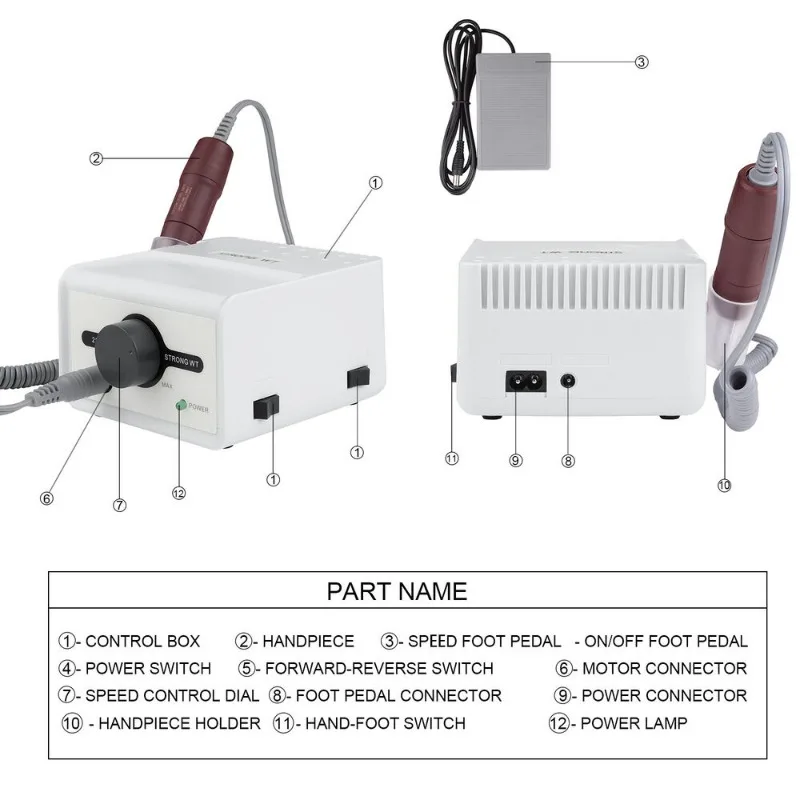 Strong 211 Electric Nail Drill Manicure Machine Pedicure Kit Nails Art Tool STRONG 210 35000rpm Handpiece Nail File Equipment 4