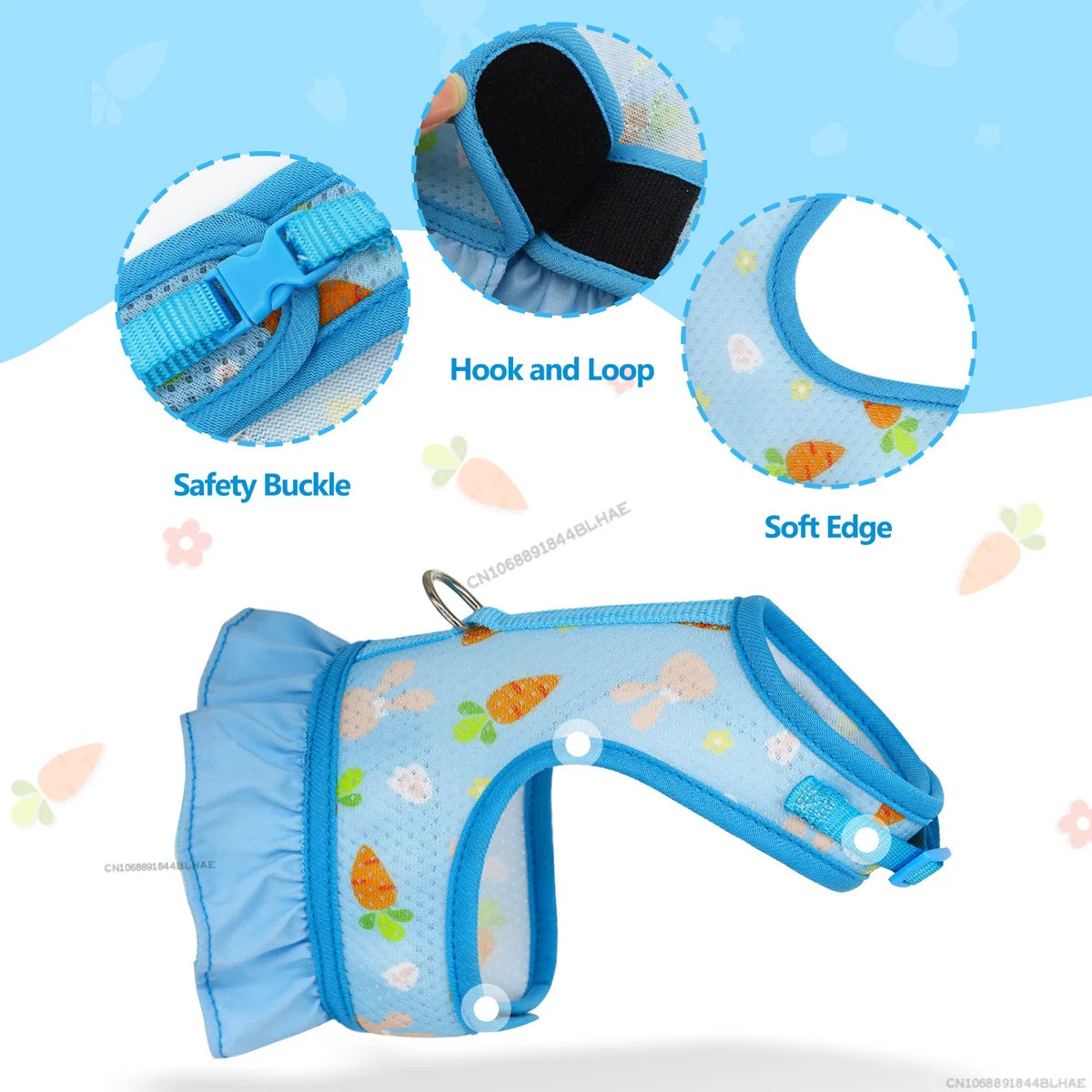 Rabbit Harness with Leash Cute Adjustable Buckle Breathable Mesh Vest Skirt for Bunny Guinea Pig Small Pet Traction Harness Suit pet harness rabbit harness and leash set rabbit harness set small pet leash