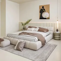 Lit King Size au Design Européen, Armoires de Rangement Polyvalentes, Accessoires de Chambre Chic, Décoration Contemporaine pour la Maison 2