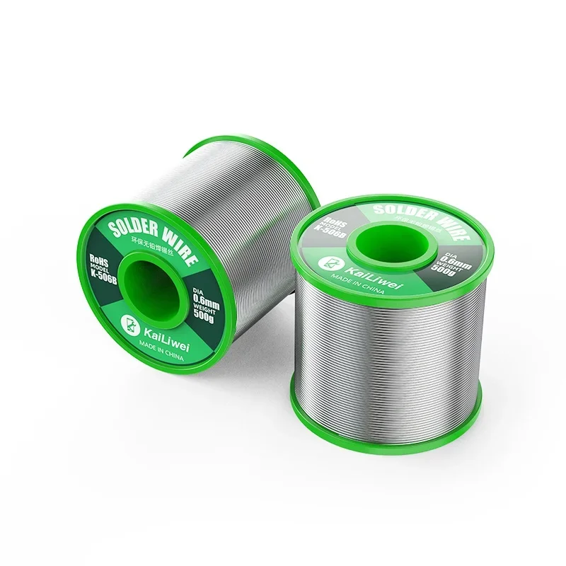 

Безсвинцовый оловянный припой Kailiwei с канифольным сердечником, 0,6/0,8 мм, 500 г, для электроники, паяльный сварочный флюс, катушка с 99.3% железными проводами