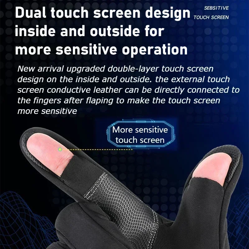Waterproof Winter Fishing Gloves 2 Finger Flip Windproof Women Men Gloves Velvet Warm Protection Fish Angling
