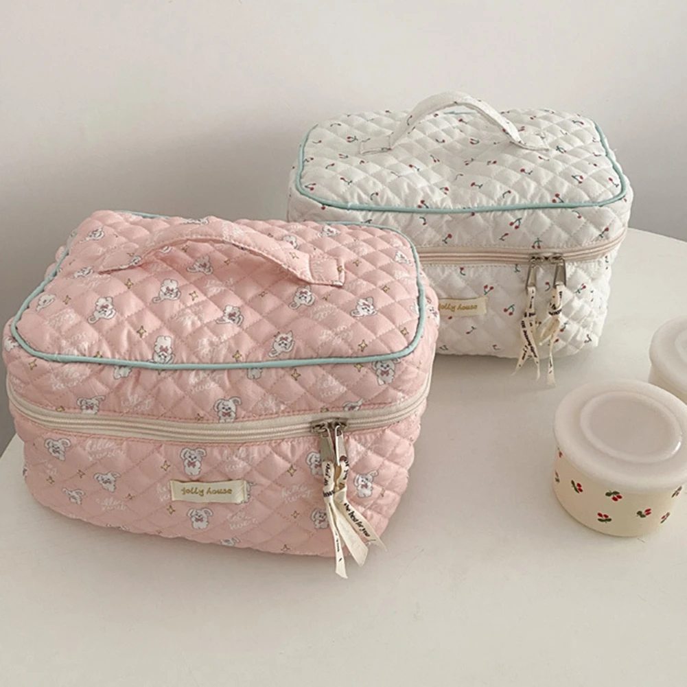 Cotton Makeup Bag Zipper Cosmetic Travel Pouch Cotton Polyester