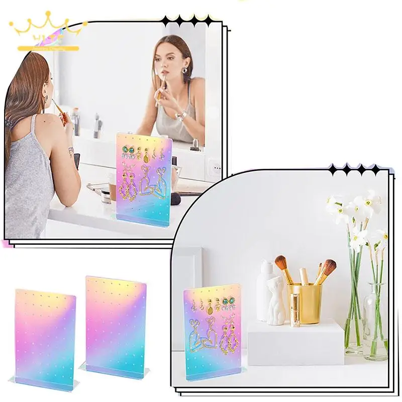 Colored Acrylic Earrings Organizer Removable Jewelry Rack Earrings Display Board Home Desktop Ear Stud Storage Frame
