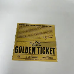 Golden Ticket Anime - Inspired Gold Brooch Pin Badge Set - Limited Edition Valentine's Day Gift (1pc)