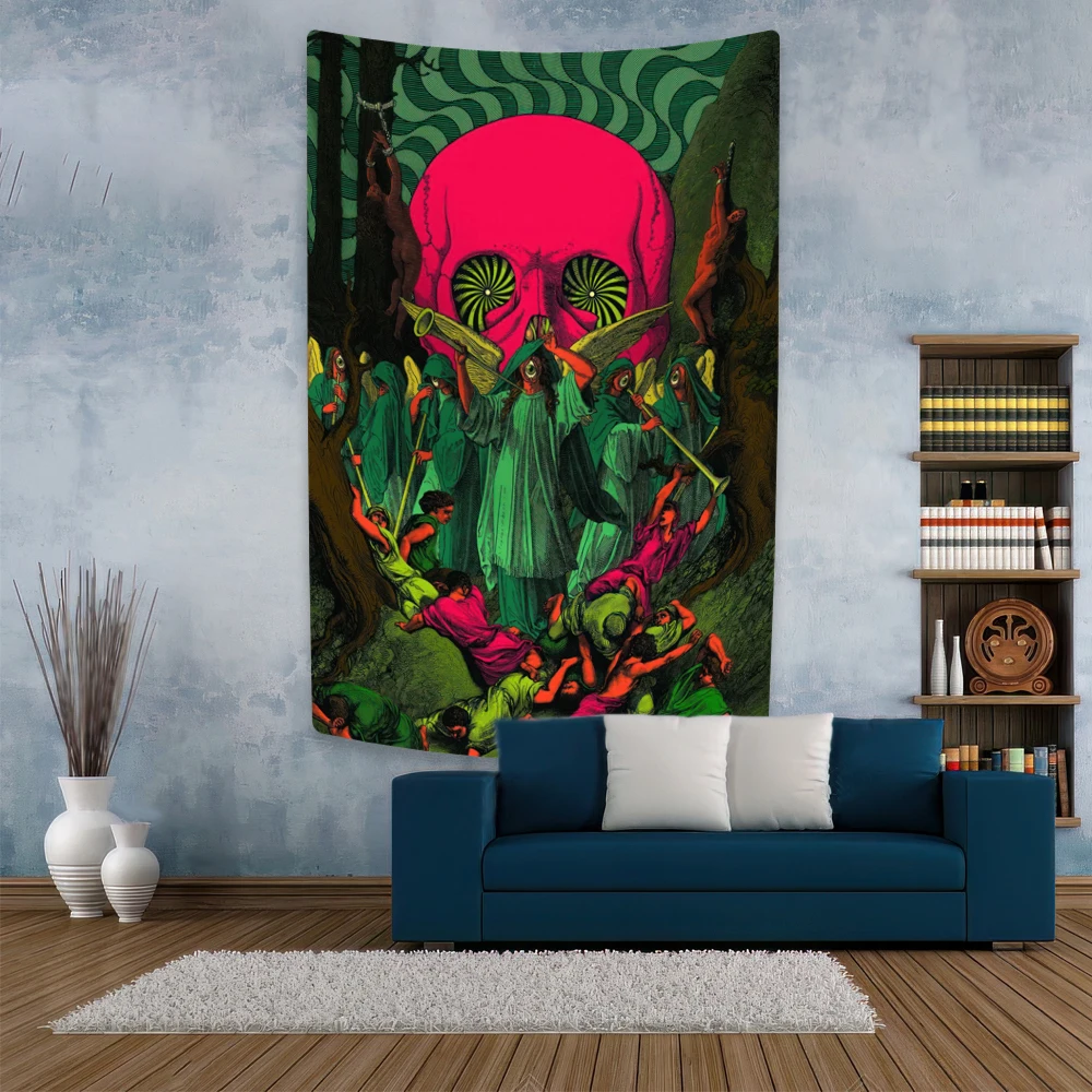 Tapestry decor psychedelic collage art poster printed hippie wall hanging yoga mat