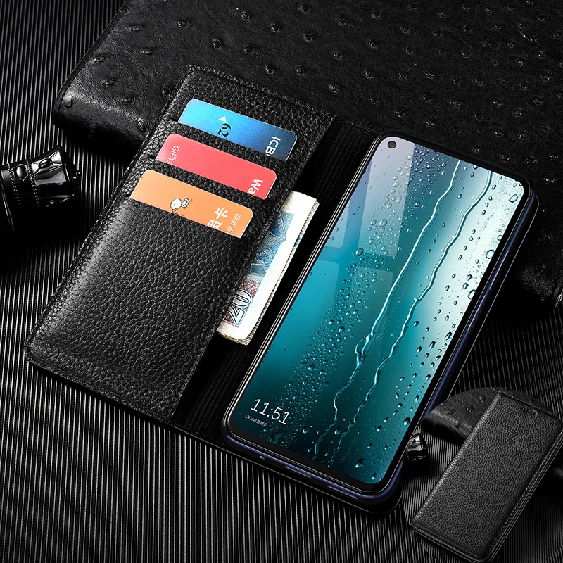 Magnetic Genuine Leather Flip Wallet Phone Case Cover
