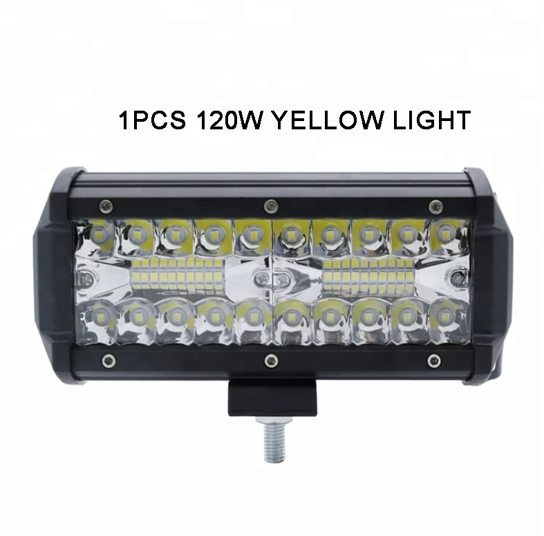 High-Performance Yellow LED Work Light - 120W 3000K Sunlight Effect for Vehicles