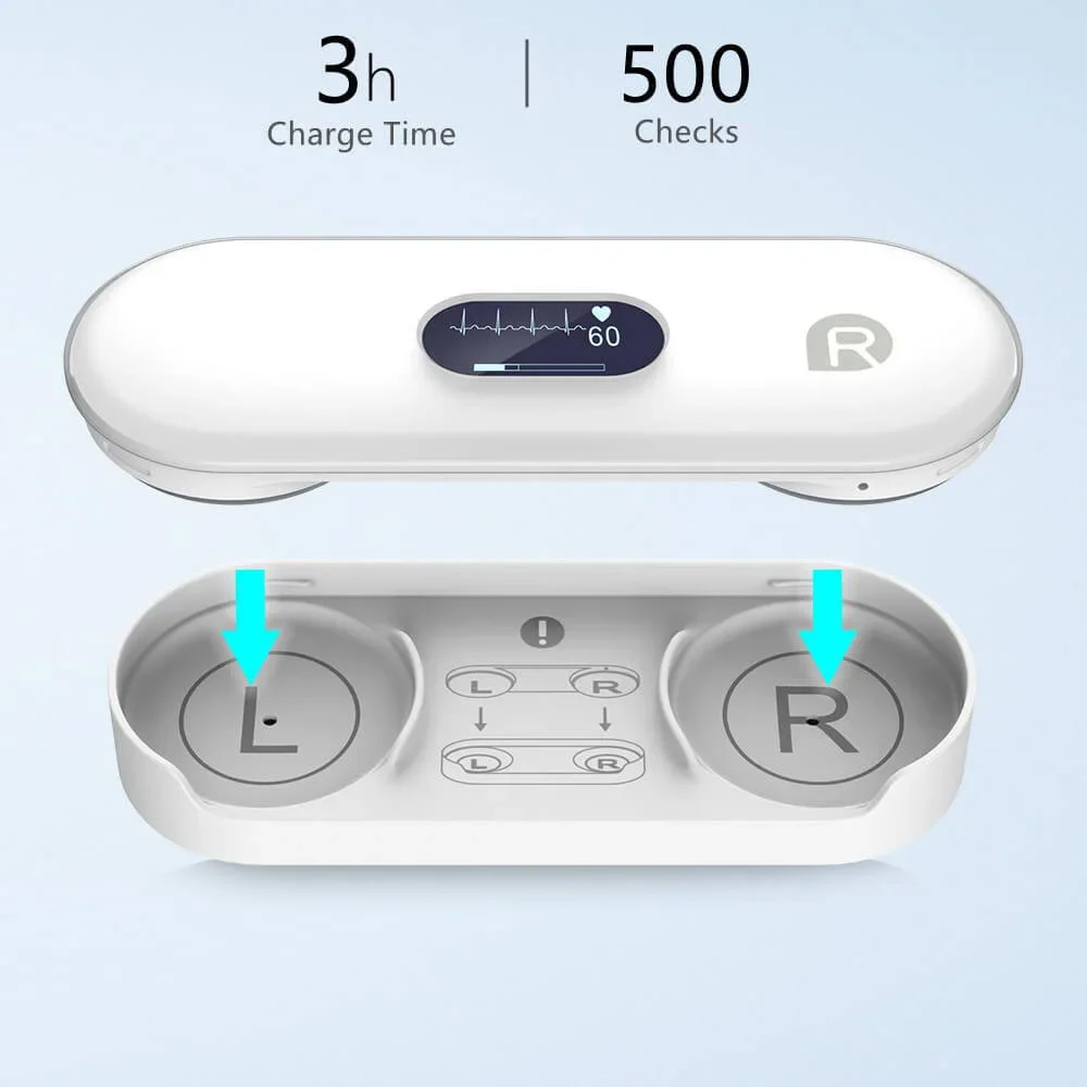 Bluetooth ECG Monitor With OLED EKG AI AnalysiArrhythmias Holter Heart Health Monitor Screen Show Real-time EKG