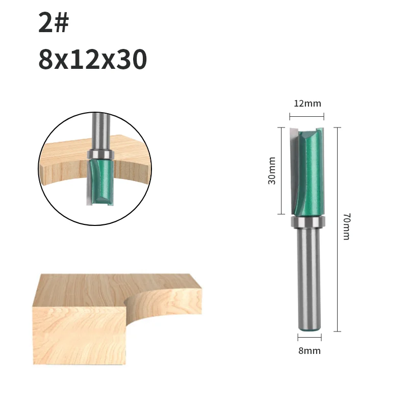 Green Pattern Carbide Woodworking Cove Router Bit - 8mm Shank, 12mm/14mm Cutting Diameter