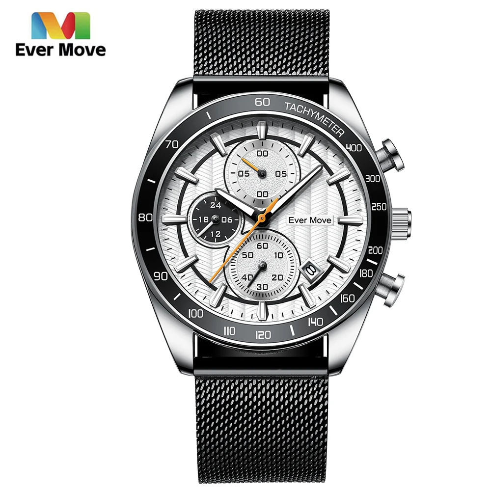 

Ever Move Original Luxury Brand Watch for Men Business Sport Quartz Calendar Waterproof Stainless Steel Gifts Male Wristwatches