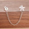 Boucles d'oreilles pendantes en acier inoxydable pour femmes, chaîne de couleur or, pendentif en zircone, Clip, accessoires bijoux de fête de vacances