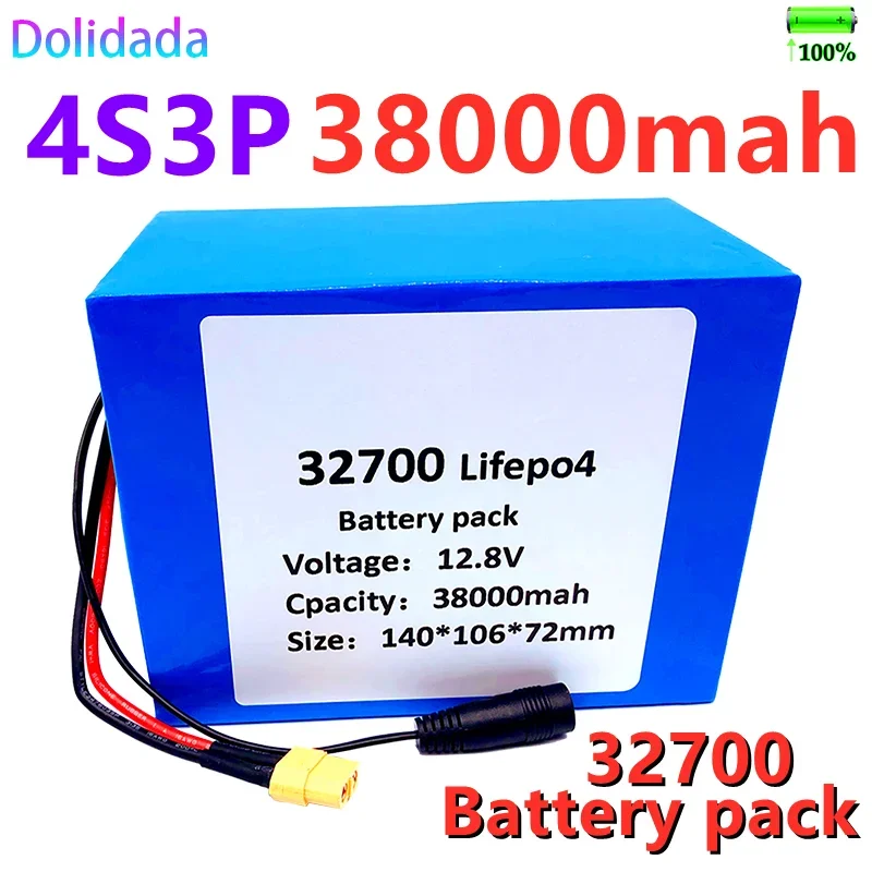 

Rechargeable Battery 32700 Lifepo4 4S3P 12.8V38Ah 4S 40A 100A Balanced BMS for Electric Boat and Uninterrupted Power Supply 12V