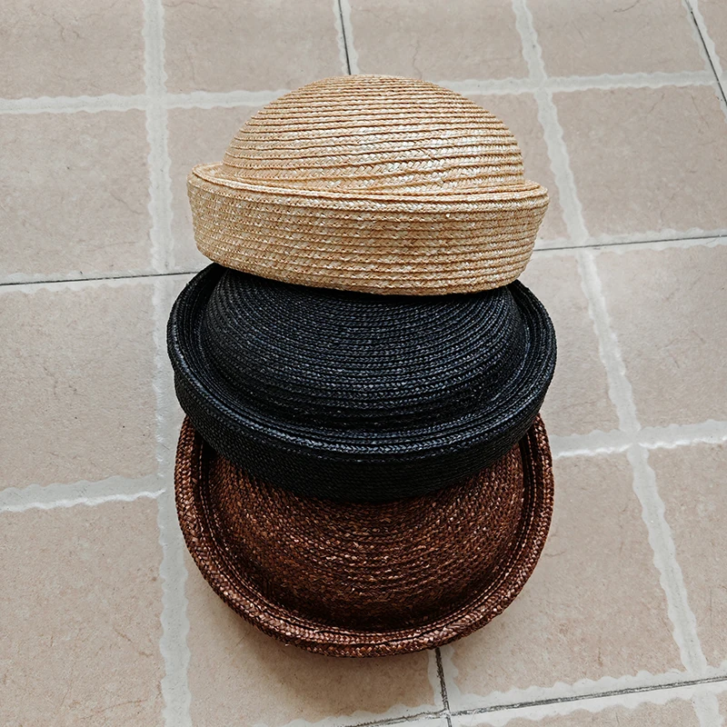 Women’s summer flat beret straw hat in natural color