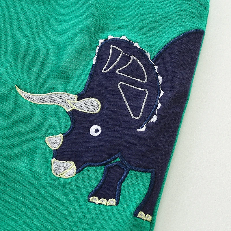 Green Autumn Pants Children'Clothing Embroidery Cartoon Dinosaurs Trousers Cotton Baby Boys Kids Clothes Sweatpants