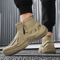 Men Tactical Boots with Straps for Combat Training Waterproof Straps Breathable Multifunctional Motorcycle Shoes Outdoor Hiking