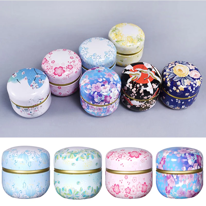 

Multifunctional Tea Tin Box DIY Candle Make Holder Storage Case Portable Tea Packaging Box Floral Print Can Candy Iron Canister