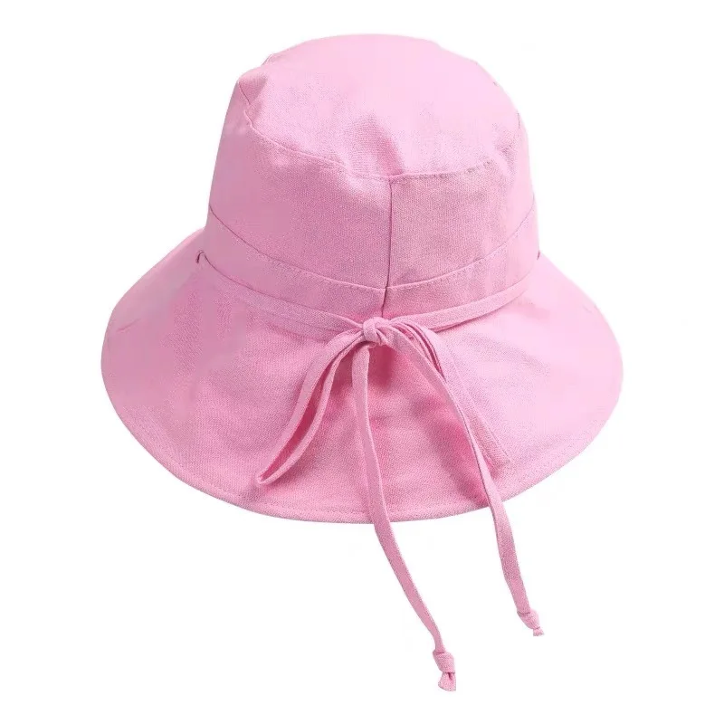 

Summer Cotton Women Casual Solid Bucket Hat Outdoor Sun Hats