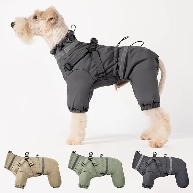 Dog Warm Coat All Season Pet Night Reflection Raincoat Small And Medium-sized Dog Clothes Windproof Vest PP Cotton Dog Clothing