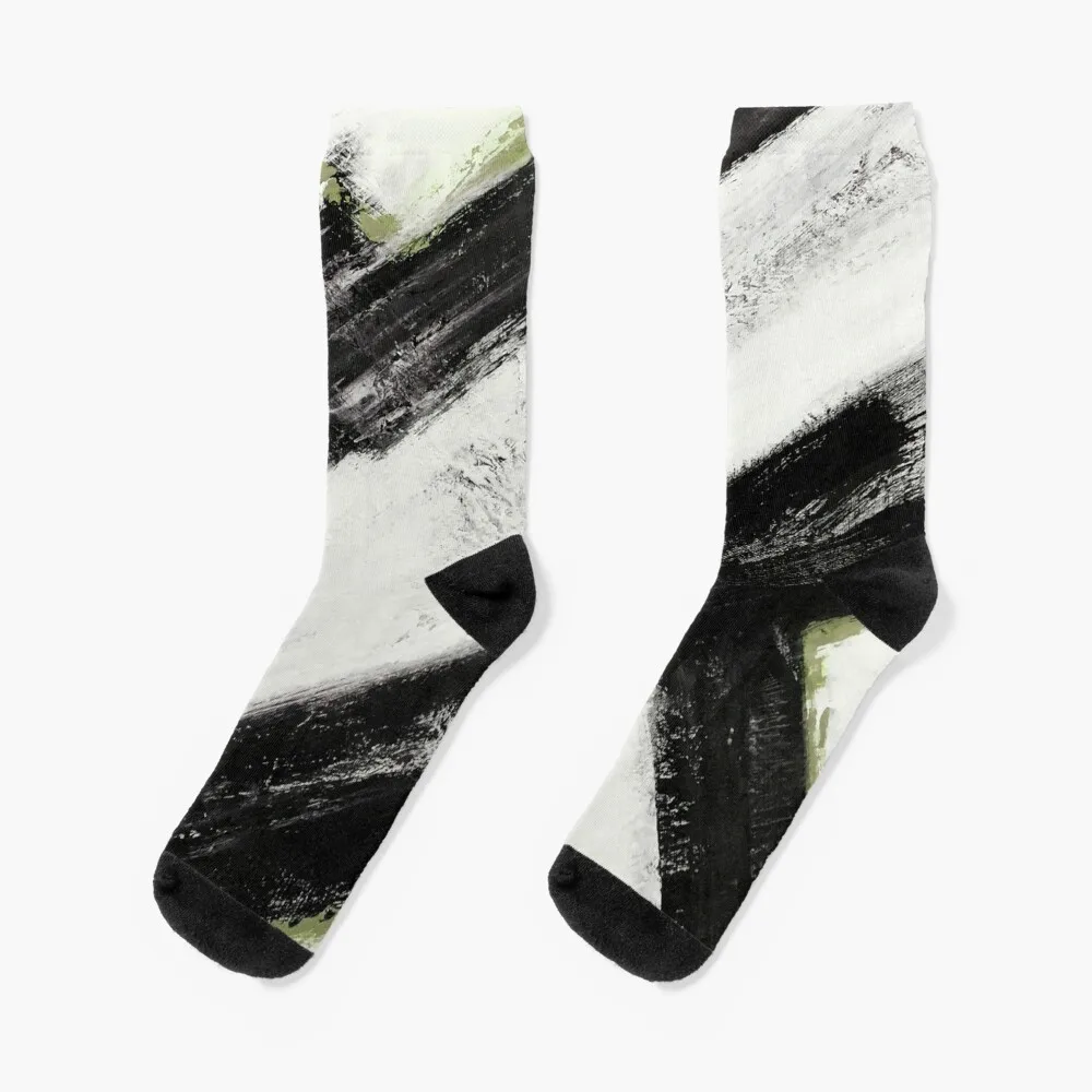 

Abstract lines of space and time black, white and green Socks cotton socks Socks with print Lots Socks Man Women's