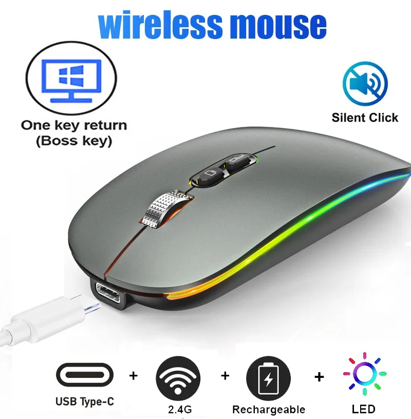 Wireless Single Mode Rechargeable Mouse Ultra-thin Portable Laptop ...