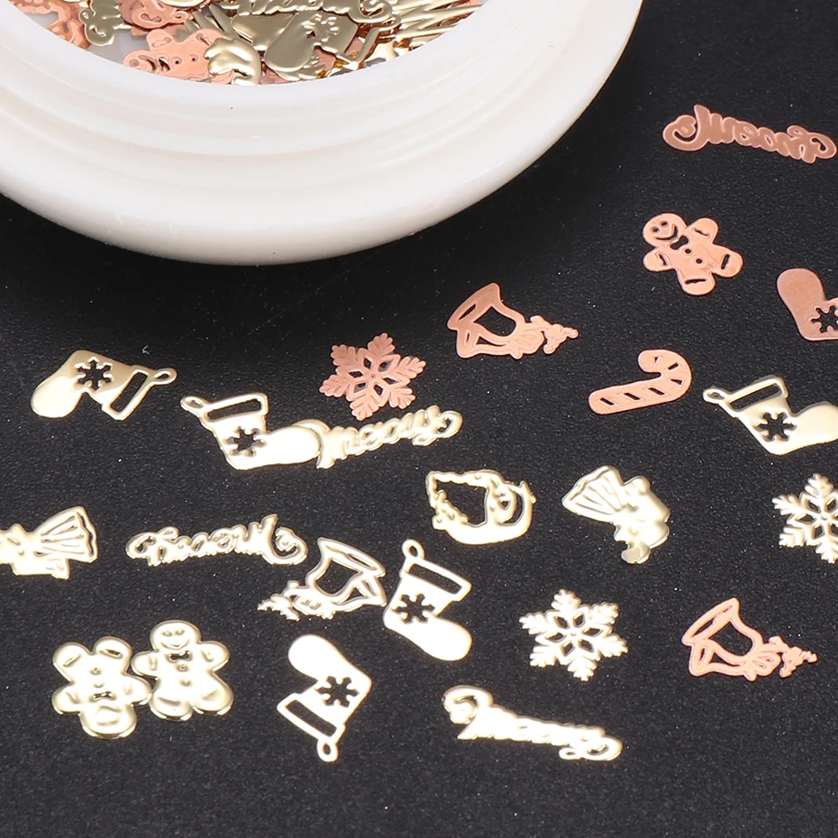 Winter Christmas Silver Mix Snowflakes Nail Glitter Sequins Nail Art Paillette  Supplies Tips Manicure Decoration Accessories