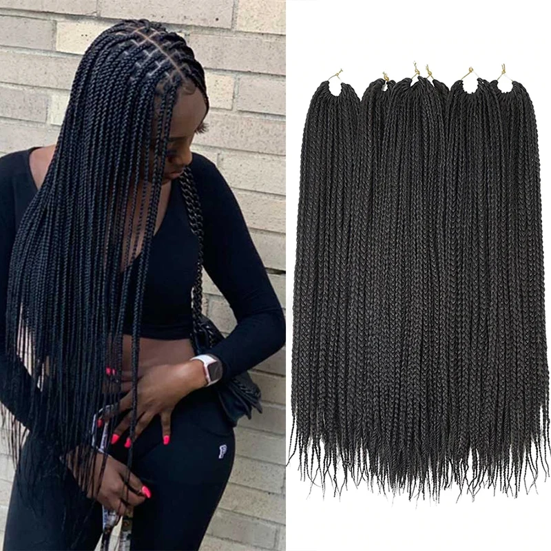 Afro Micro Box Braids Synthetic Crochet Hair Extensions Beyond Ombre High Temperature Fiber Braiding Hair Bulk 22 Strands