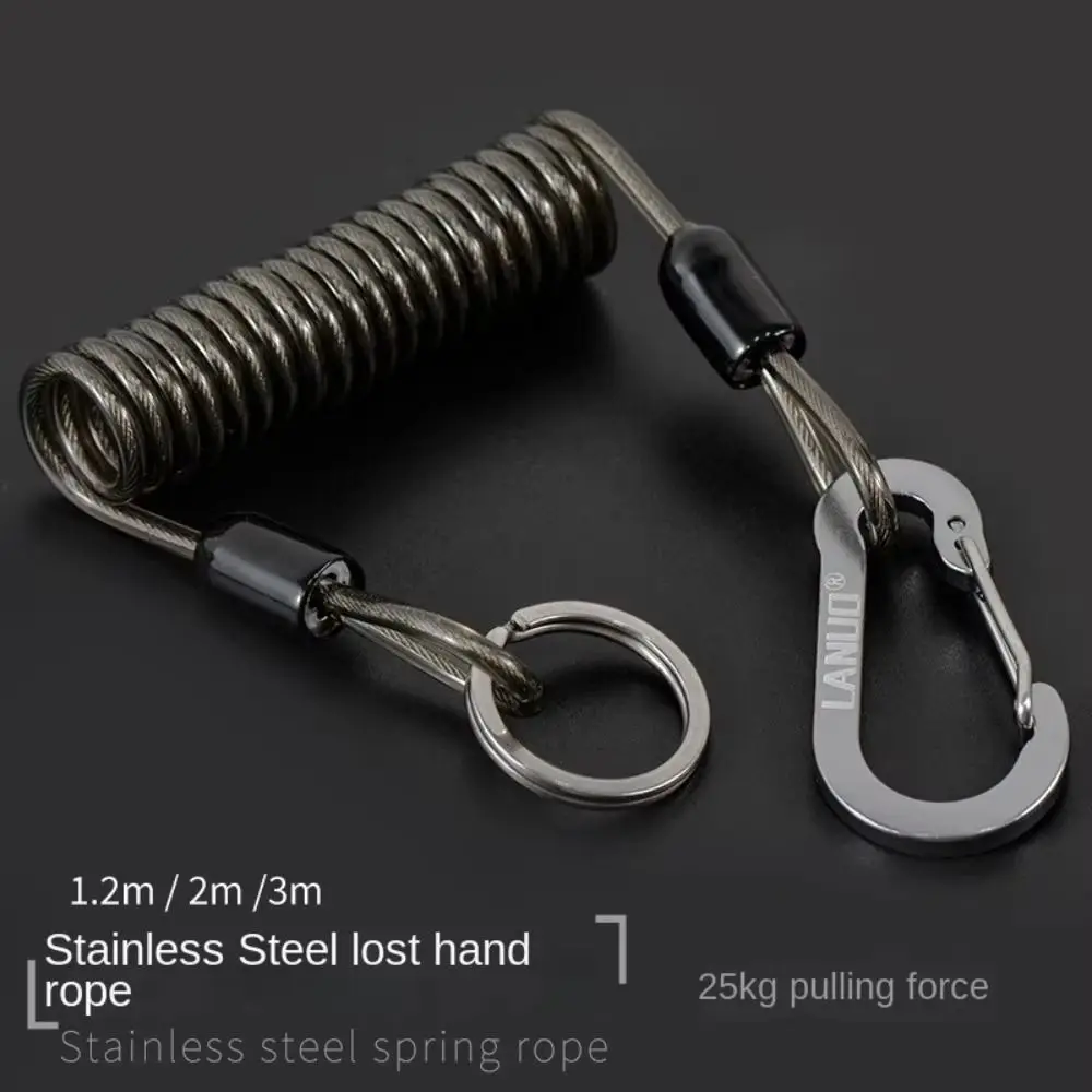 Elastic Coil Fishing Missed Rope Lockable Stretch Climbing Buckle Rope Heavy Duty Safety Rope Fishing Coiled Lanyard Fishing