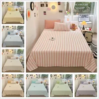 1pc Stripe Style Flat Sheet Skin-friendly Bed Linen Home Bedsheets Girls Boys Room Sheets sabanas cama individual(No Pillowcase) 1