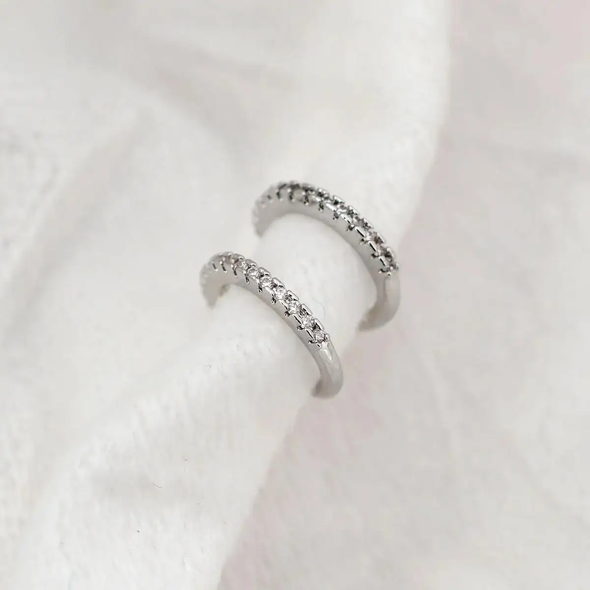 Silber Farbe Mode Exquisite Zirkon Ohr Manschette Ohrring für Frau Kein Piercing Ohr Wrap C form Clip Ohrring Sommer Schmuck Stapel – Detail 5