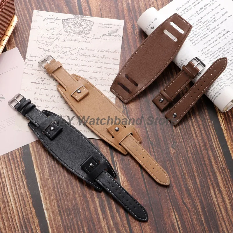 Vintage Cowhide Leather Wristband with Matte Base Tray