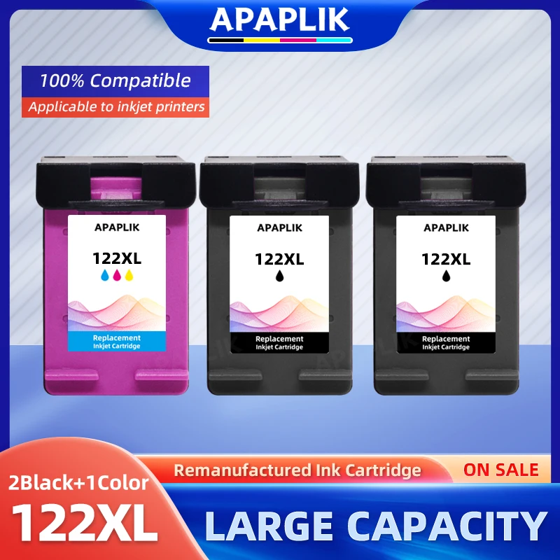 Apaplik Compatibile Per Hp 122 Cartuccia Per Hp Deskjet 1510 1050A 122Xl 2000 2050A 2540 3000 3050 3052A Envy 4500 5530 4630 4632