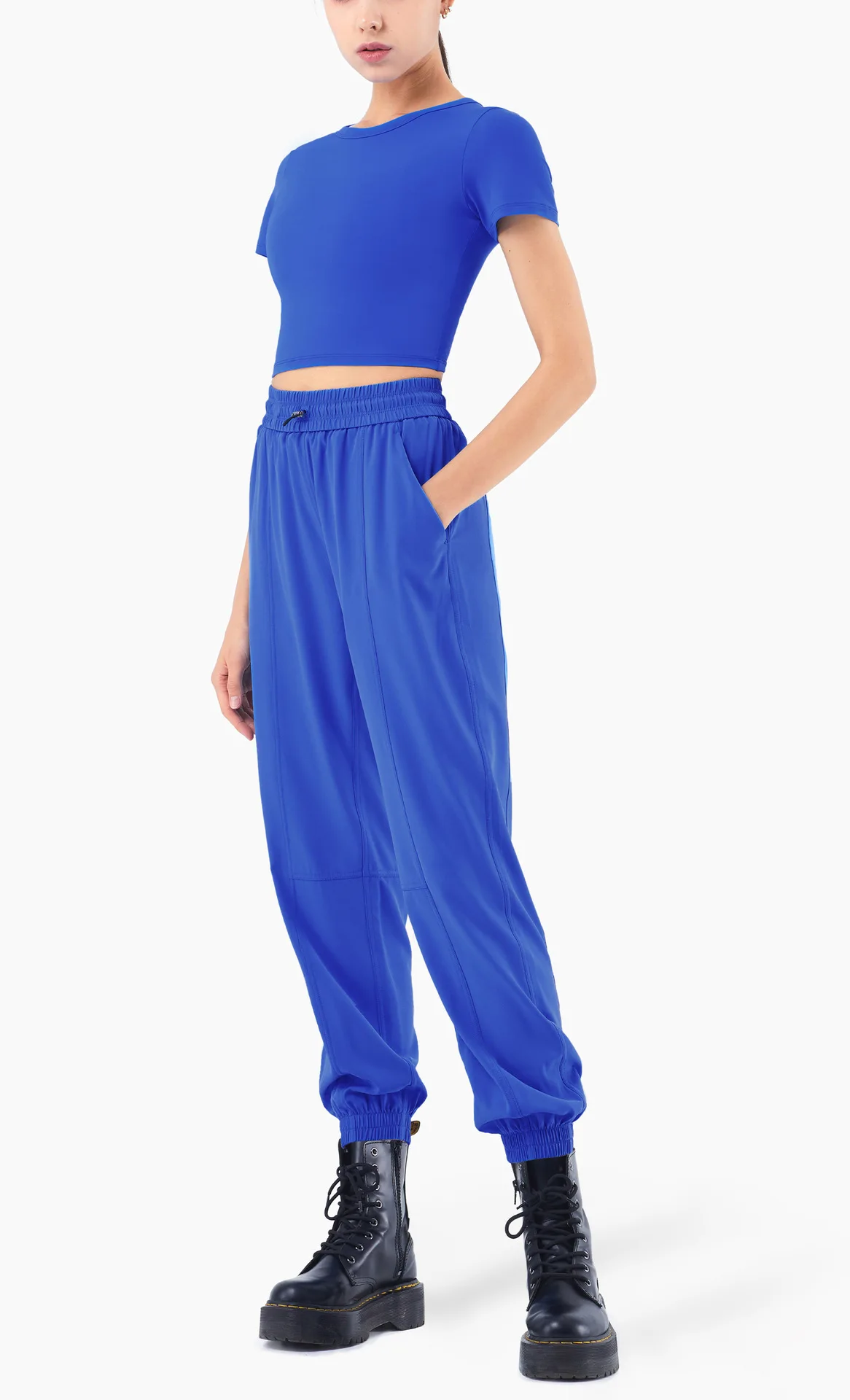 Damen Yoga hosen dünne atmungsaktive feste Hose mit hoher Taille trocknen schnell Joggen Fitness Sonnenschutz Freizeit komfort 2024 – Detail 23