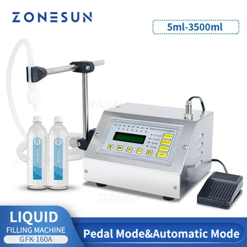 ZONESUN GFK-160A 전기 오렌지 주스 식용유 병 필러, 소프트 드링크 액체 체적 충전 기계