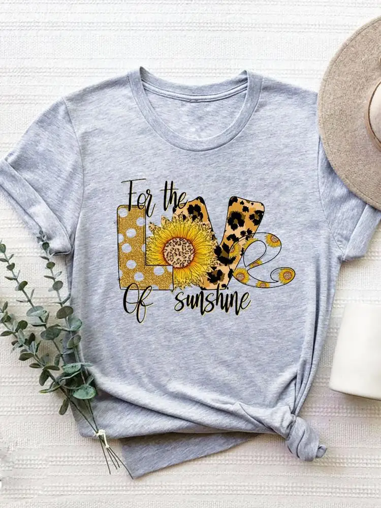 Short Sleeve Graphic T-shirt Women Summer Clothes Clothing Flower Sweet 90s Style Print T Shirt Fashion O-neck Tee Top