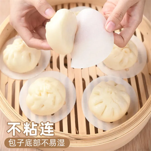 500pcs Round Square Steamed Bun Papers Non-stick Household Snack Bread Cake Steamer Oil Paper Pads 5