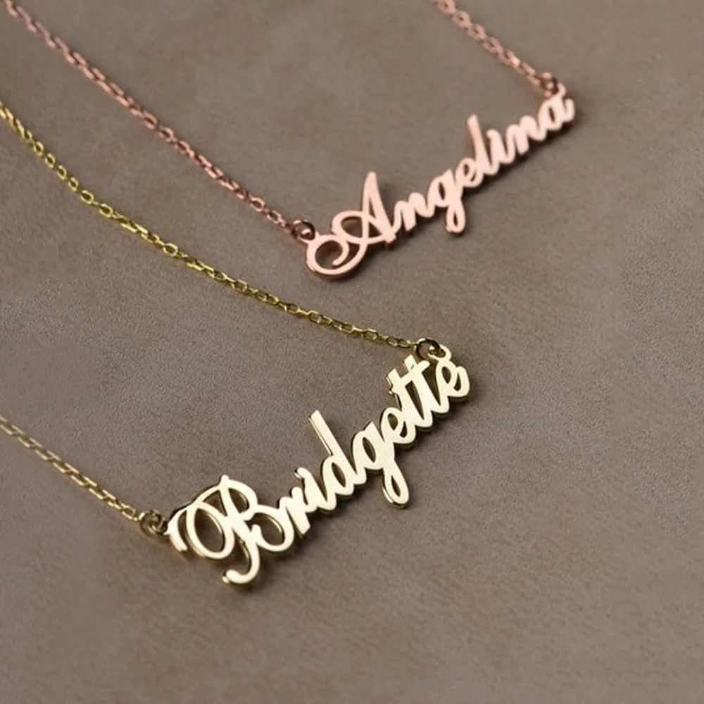 Custom Name Necklace for Women Stainless Steel Gold Plated Jewelry Personalized Letter Pendant Choker Cross Chains Collar Nombre