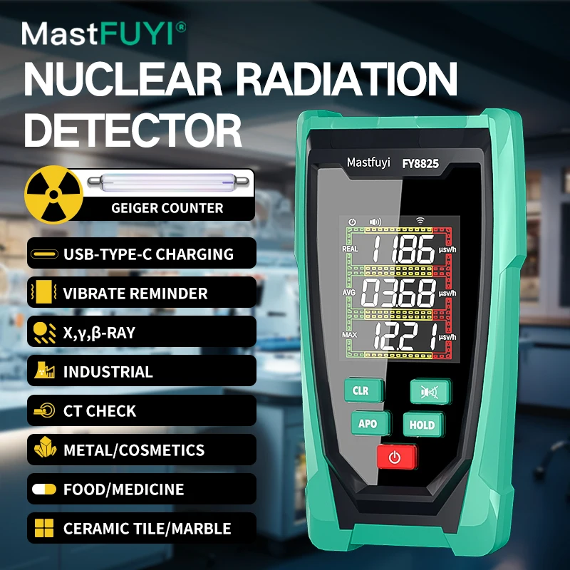 MASTFUYI Geiger Counter Nuclear Radiation Detector LCD Display X-Ray Beta Gamma Detector Geiger Counter Lithium Battery radiation detector geiger counter
