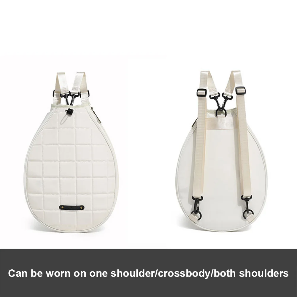 Quilted Tennis Backpack Zipper Closure Tennis Racket Carrying Bag Tennis Racquet Crossbody Bag for Pickleball Tennis Badminton 5