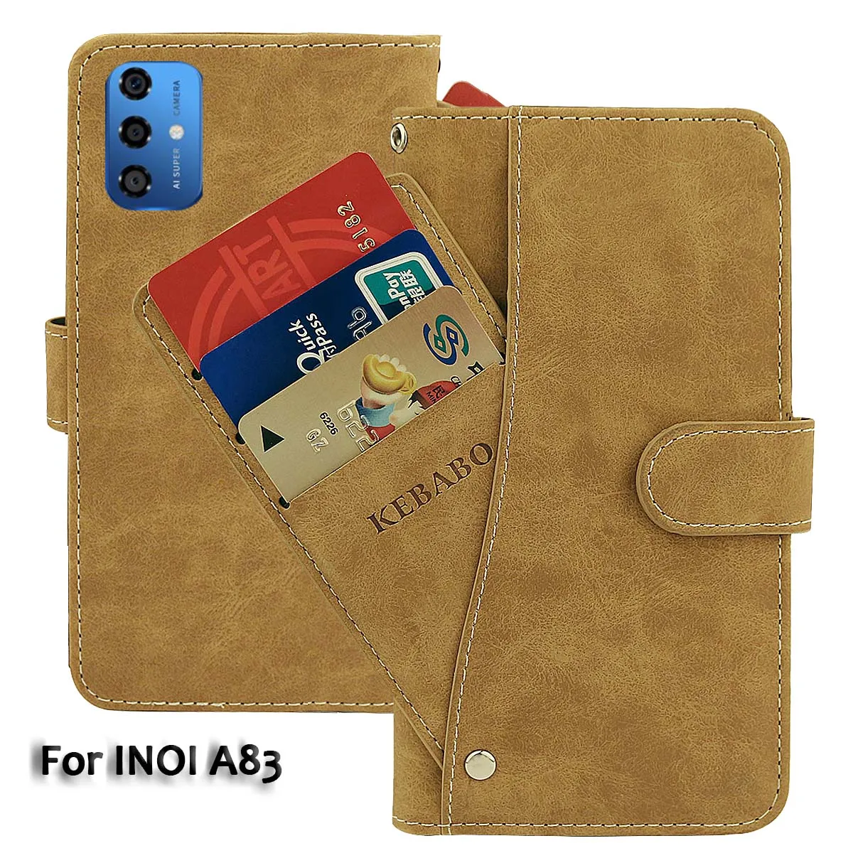 

Vintage Leather Wallet INOI A83 Case 6.52" Flip Luxury Card Slots Cover Magnet Phone Protective Cases Bags