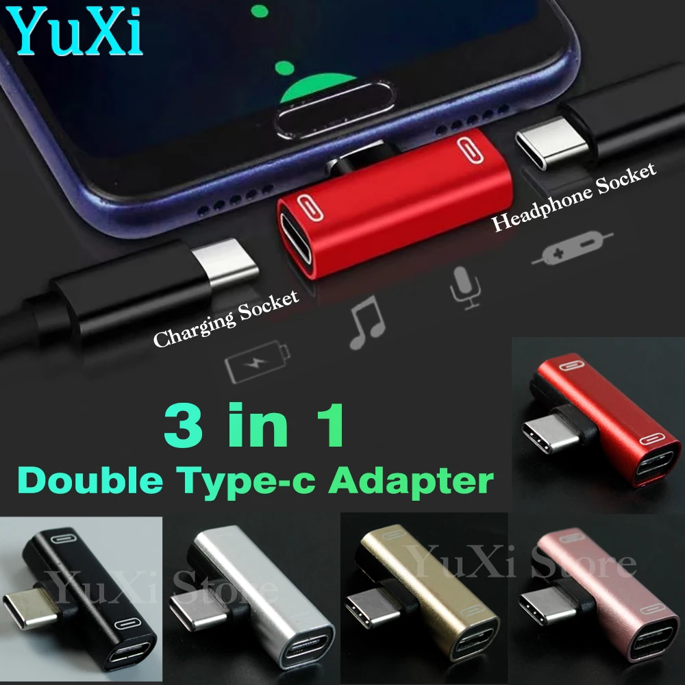 Dual Type-C Adapter & Charger with Multifunctional Earphone Converter