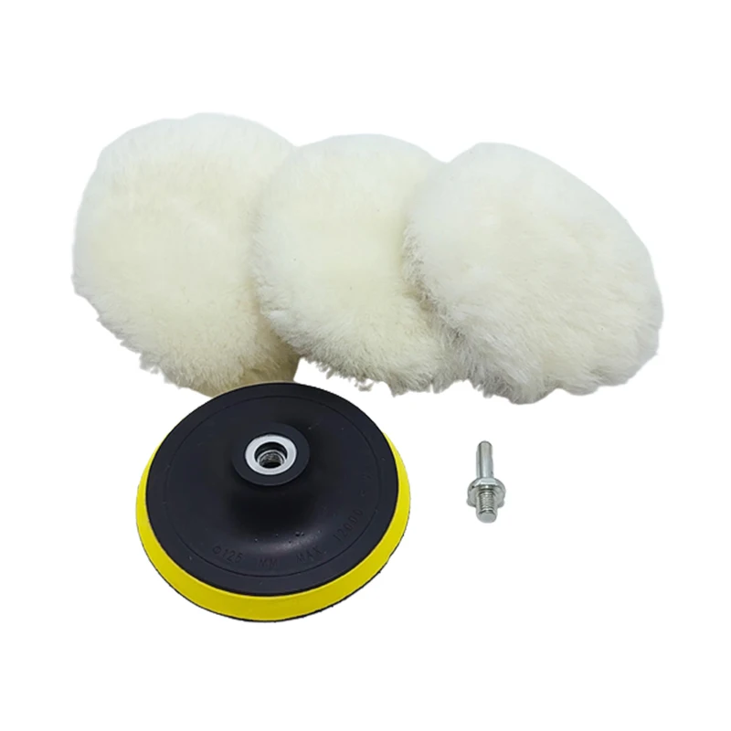 5pcs/set 3/4/5 Inches Soft Wool Drill Brush Disc Polish Pad Machine Waxing Polisher Cleaning Tools Cleaning Accessories