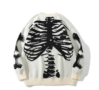 Men Loose Sweaters Black Skeleton Bone Print Pullovers Women Vintage Retro Knitted Sweater Autumn Cotton Pullover Unisex 3XL 2