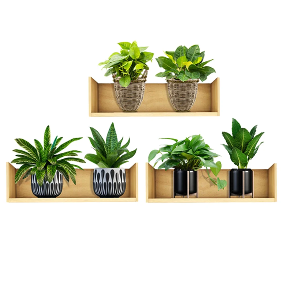 

3 Sheets Green Plant Potted Wall Sticker Decals for Bedroom Decor Decoration Pvc Wallpaper Stickers
