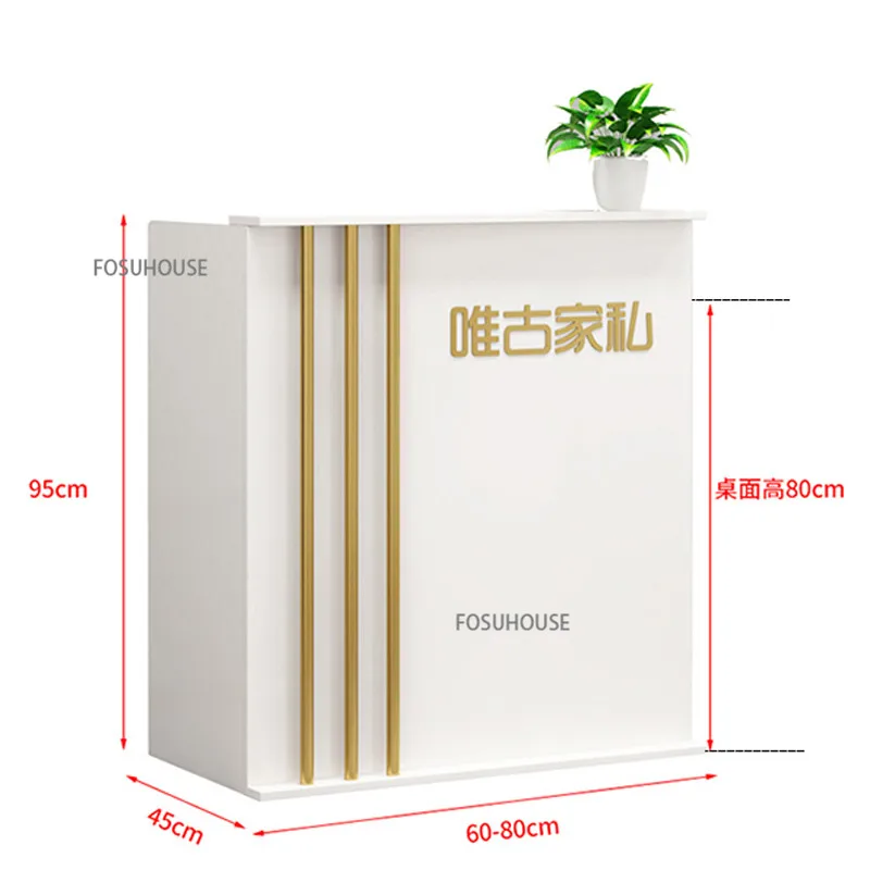 Nordic Reception Desk For Office Furniture Wood-based Panel Desks Creative Designer Clothing Store Checkout Counter Desk Table