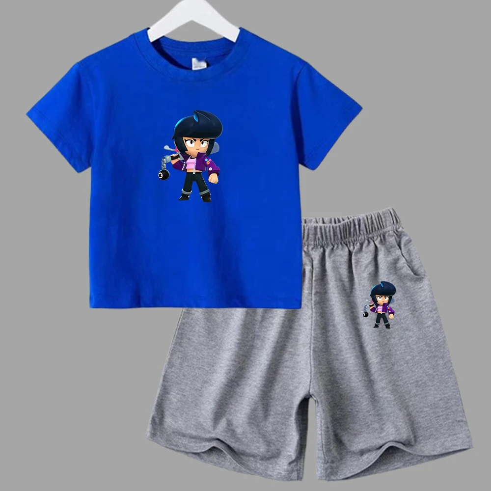 thumbnail image 1 of Conjuntos deportivos de verano para niños, camisetas de manga corta y pantalones de lucha de anime, conjuntos para niños y niñas de 3 a 13 años, 1 of 5