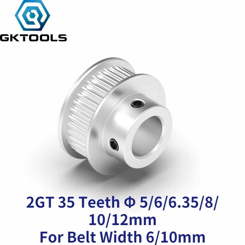

GKTOOLS 35 Teeth 2GT Timing Pulley Bore 4/5/6/6.35/7/8/10/12mm for GT2 Open Synchronous belt width 6/10mm small backlash